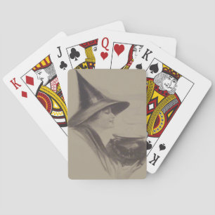 Lächelnder Hexenkessel-Zaubertrank Sepia Spielkarten
