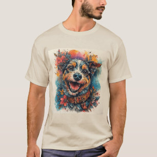 Lächelnder Hund im Aquarellstil T-Shirt