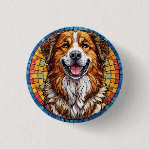 🐶 Lächelnder Hund Mosaik Haustierliebhaber-Gesche Button