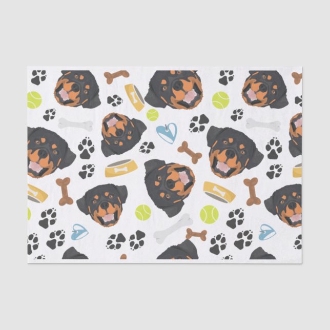 Lächelnder Hund Rottweiler Seidenpapier (Vorderseite)