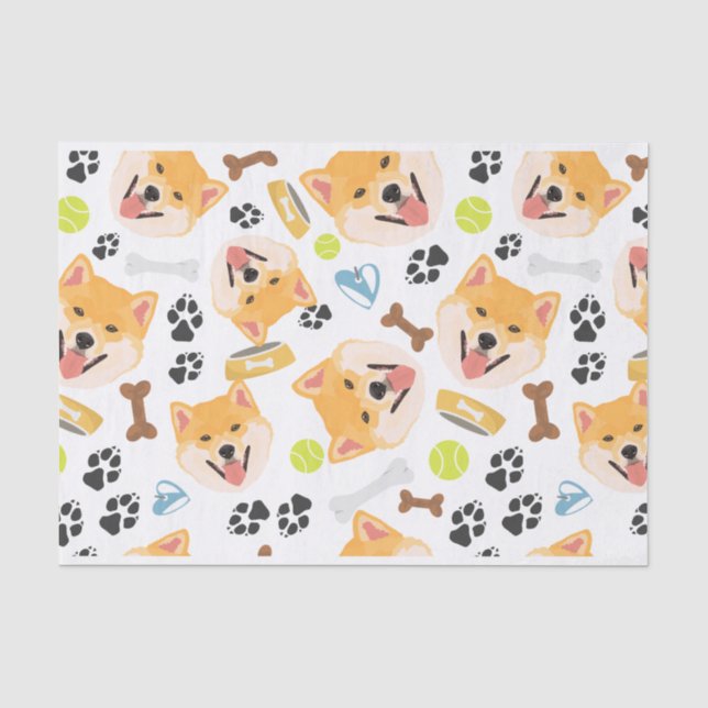 Lächelnder Hund Shiba Inu Seidenpapier (Vorderseite)