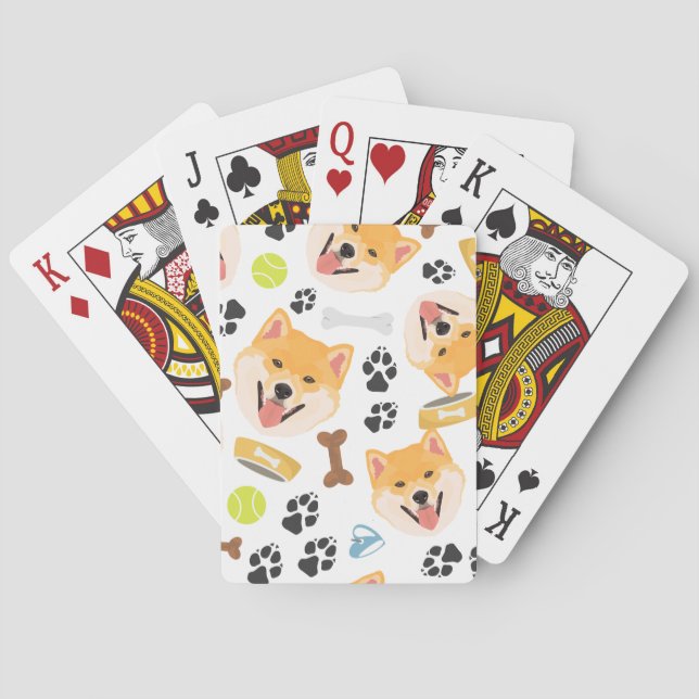 Lächelnder Hund Shiba Inu Spielkarten (Rückseite)