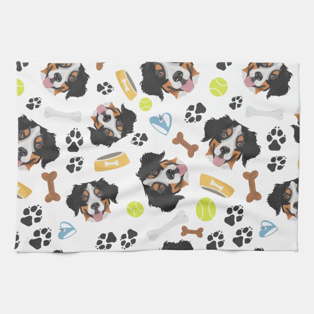Lächelnder HundBernese Gebirgshund Geschirrtuch (Horizontal)