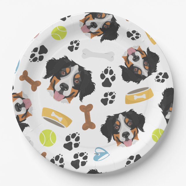 Lächelnder HundBernese Gebirgshund Pappteller (Vorderseite)