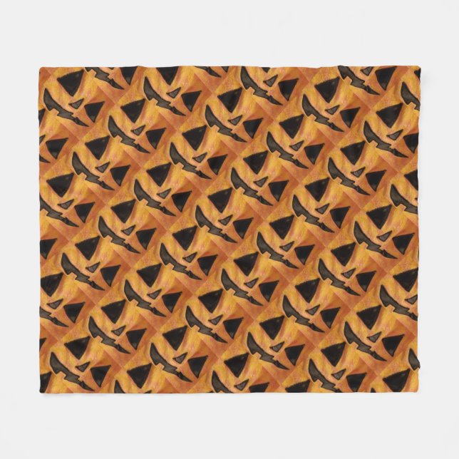 Lächelnder Jack-O-Lanterns Fleece Blanket (Vorderseite (Horizontal))
