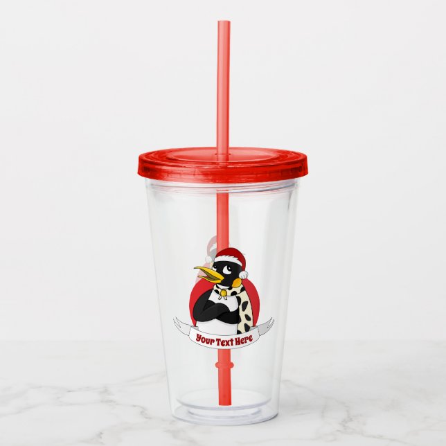 Lächelnder Kaiser Pinguin Weihnachten Cartoon Acry Acryltrinkbecher (Vorderseite)