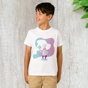Lächelnder Koch mit Mustache und Serviertablett T-Shirt
