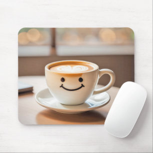 Lächelnder Latte am sonnigen Fenster Mousepad