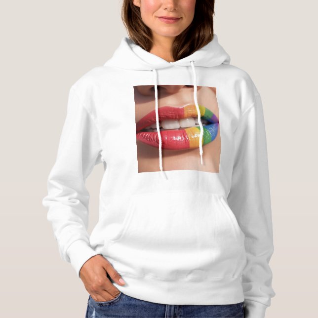Lächelnder Lipstick-Moment Hoodie (Vorderseite)