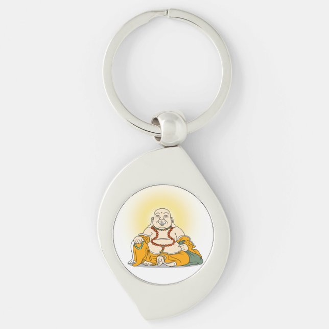 Lächelnder Maitreya Buddha Metal Schlüsselanhänger (Vorderseite)