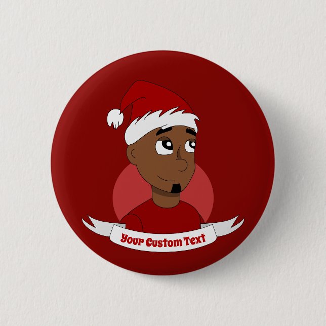 Lächelnder Mann Weihnachts-Cartoon Button (Vorderseite)