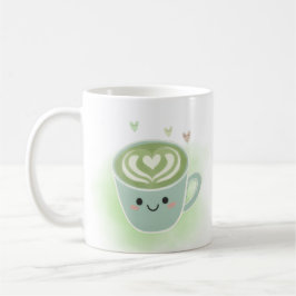 Lächelnder Matcha-Latte-Herz-Becher Kaffeetasse