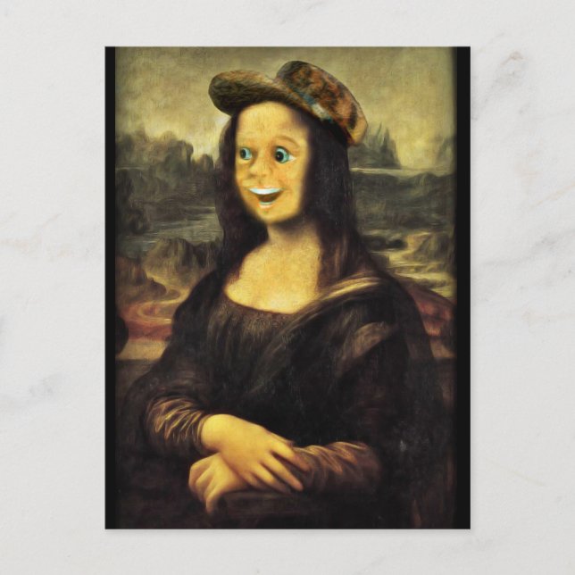 Lächelnder Mona Lisa-Spaß Postkarte (Vorderseite)