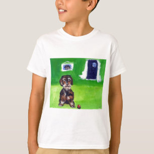 Lächelnder Mond der Drahthaar-Dackel-Richtungen T-Shirt