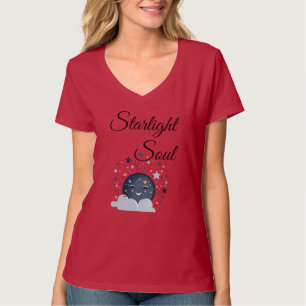 lächelnder Mond mit Sternen fröhliche träumerische T-Shirt