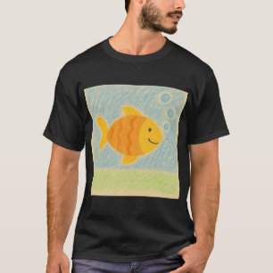 Lächelnder orangefarbener Fisch mit Blasen T-Shirt