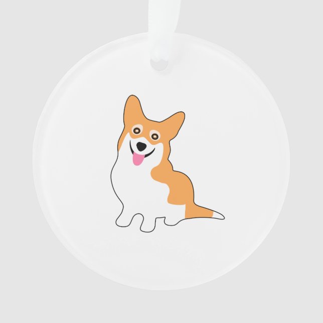 Lächelnder Pembroke-Walisercorgi-Cartoon Ornament (Vorderseite)