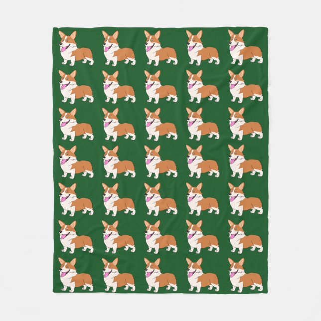 Lächelnder Pembroke-WaliserCorgi Fleecedecke (Vorderseite)