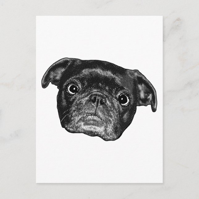 Lächelnder Pug Punkt Post Postkarte (Vorderseite)