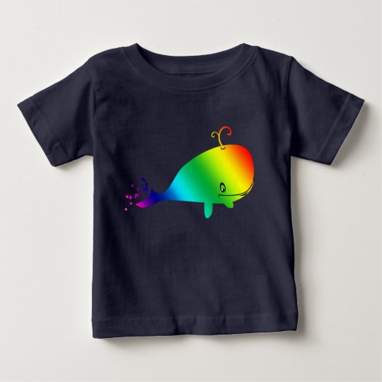 Lächelnder Regenbogen-Wal mit Blasen Baby T-shirt