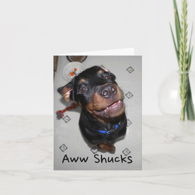 Lächelnder Rottweiler Welpe danken Ihnen Dankeskarte (Vorderseite)