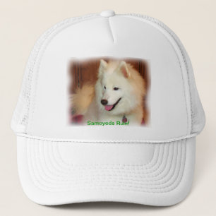 Lächelnder Samoyed-Digital-Ölgemälde-Effekt-Hut Truckerkappe