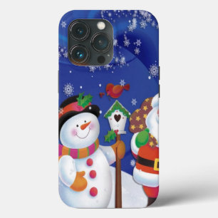 Lächelnder Schneemann und Weihnachtsmann Case-Mate iPhone Hülle