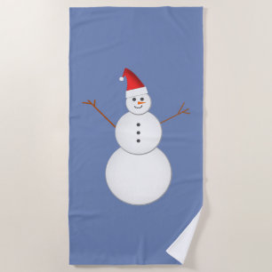 Lächelnder Snowman, der eine rote Strandtuch