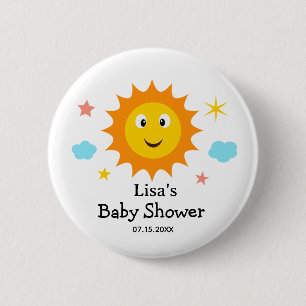 Lächelnder Sonnenschein Hier kommt die Sonne Baby  Button