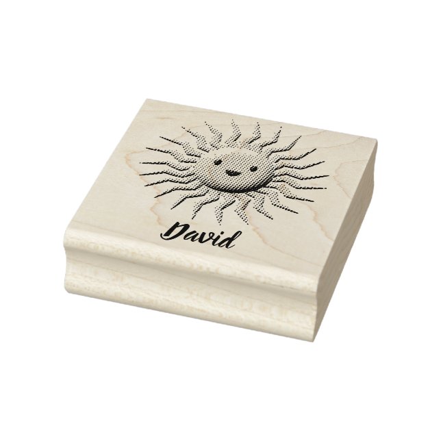 Lächelnder Sonnenschein mit Individuelle Name Gummistempel (Stempel)