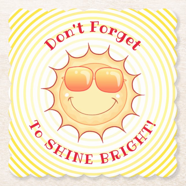 Lächelnder Sonnenscheinpapier-Untersetzer Untersetzer (Vorderseite)