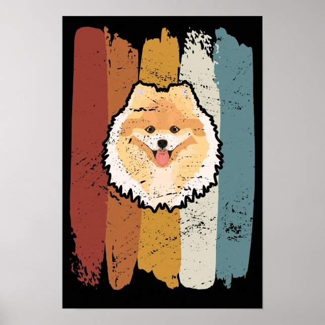 Lächelnder Spitz Retro Poster (Vorne)