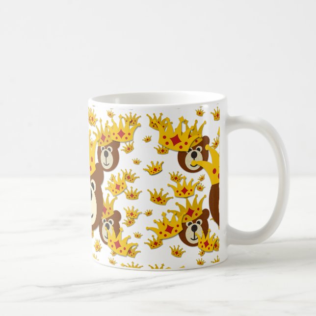 Lächelnder Teddybär mit Krone Kaffeetasse (Rechts)