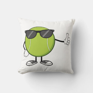 Lächelnder Tennisball mit Sonnenbrille Kissen