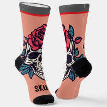 Lächelnder Totenkopf Du bist Schönheit rote Rose G