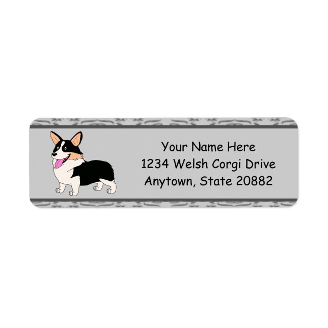 Lächelnder Tricolor Corgi Cartoon (Vorne)