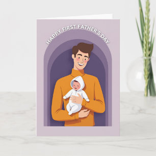 Lächelnder Vater und Baby Tag Karte