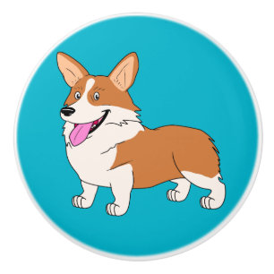 Lächelnder Walisercorgi-Cartoon Keramikknauf