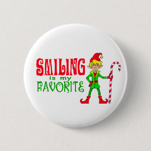 Lächelnder Weihnachtself Button