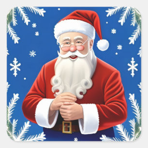 🎄 Lächelnder Weihnachtsmann Freude ❄️ Festliches Quadratischer Aufkleber