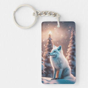 Lächelnder Winterfuchs Schlüsselanhänger