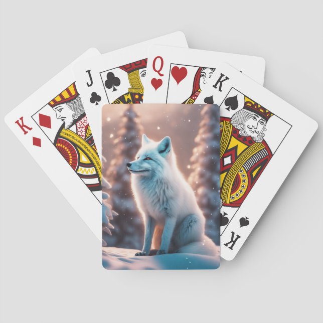 Lächelnder Winterfuchs Spielkarten (Rückseite)