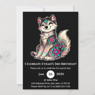 Lächelnder Wolf zum Geburtstag Einladung