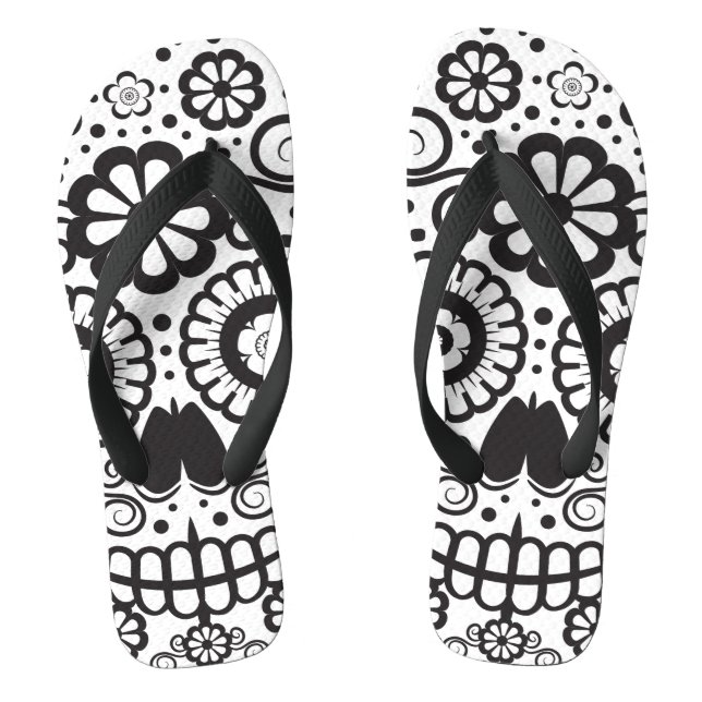 Lächelnder Zuckerschädel Flip Flops (Fußbett)