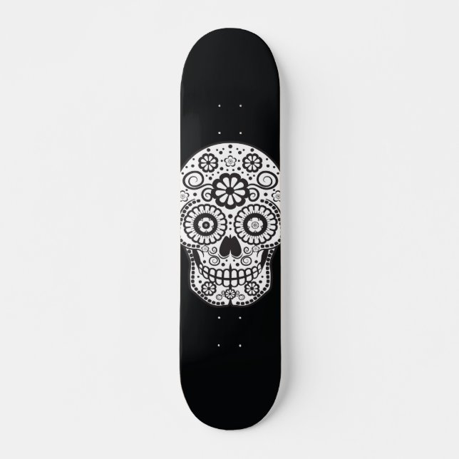 Lächelnder Zuckerschädel Skateboard (Vorne)