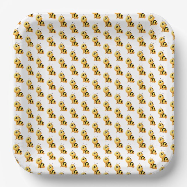Lächelndes BienenBaby-Duschpapier Pappteller (Vorderseite)