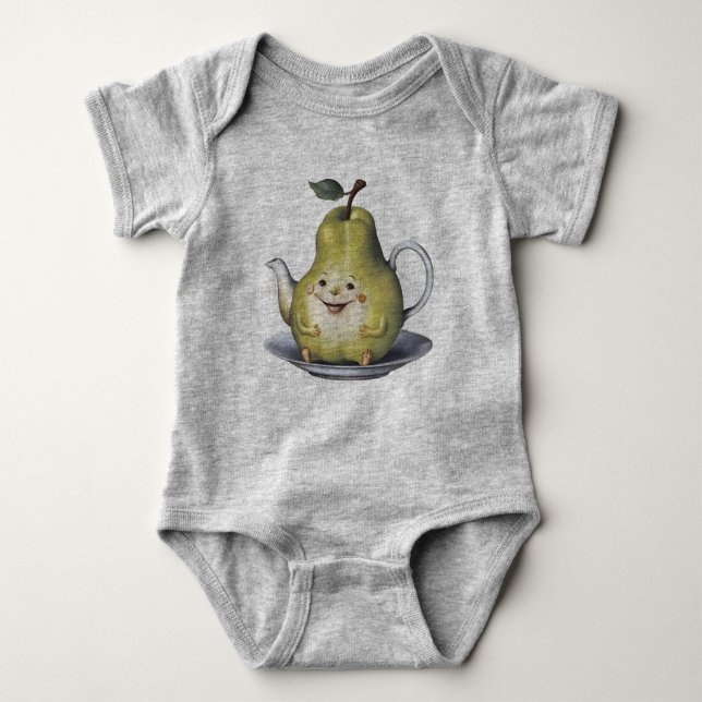 Lächelndes Birnentepot Baby Strampler (Vorderseite)