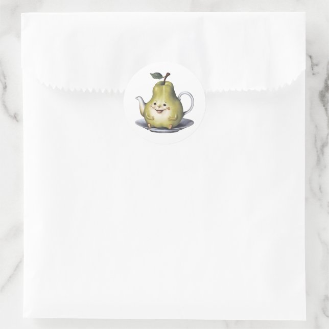 Lächelndes Birnentepot Runder Aufkleber (Tasche)