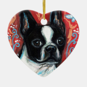Lächelndes Boston Terrier Keramikornament