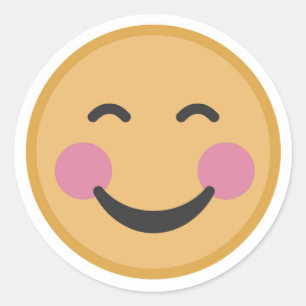 Lächelndes Emoji errötendes Gesicht Runder Aufkleber